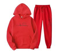 Tuta Sportiva Donna Curvy Solido Due Pezzi Jogging Sportiva Set Felpa con Cappuccio Donna Taglie Forti E Pantaloni Autunno E Inverno Completo Sportivo Tuta Ginnastica Training Sportiva Casual