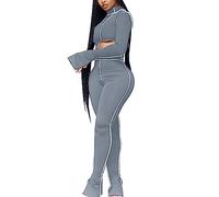 Tuta Sportiva Donna Due Pezzi con Top Design Asimmetrico a Una Manica e Pantaloni, Completo Dynamico e alla Moda per Palestra Streetwear