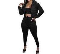 Tuta Sportiva Donna Tre Pezzi, Felpa con Cappuccio con Zip, Gilet e Pantaloni, Set Completo e Alla Moda per l'Autunno l'Inverno