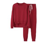 Tuta Sportiva Donna Velluto Tuta da Ginnastica Due Pezzi Casual Casa Pigiama Set con Giacca a Zipper e Pantaloni Lunghi Primavera Autunno Training Sportwear Comoda Top Tinta Unita con Spacchi