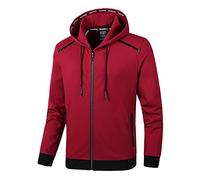 Tuta Sportiva Moda Uomo Tuta da Jogging da 2 Pezzi Completo Felpa con Cappuccio a Maniche Lunghe e Pantaloni Tute da Ginnastica Casual Full Zip Abbigliamento Sportive Taglie Forti Rosso B 9XL