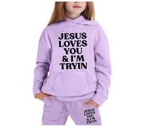 Tuta Sportiva Ragazza Set 2 Pezzi Bambina Di Abbigliamento Per Ragazze Sportivo Felpa con Cappuccio e Pantaloni Sportivi Manica Lunga le dei bambini