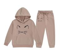 Tuta Sportiva Ragazza Set 2 Pezzi Ragazze Completo di Bambine Felpa Pullover Ragazzi Abbigliamento Giacca e pantaloni da jogging Morbido Cotone Non Felpato Ideale per Primavera Autunno