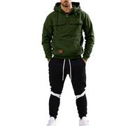 Tuta termica da uomo casual da uomo, vestibilità aderente, per uso quotidiano, stile rilassato con cerniera e cappuccio, perfetto per autunno inverno allenamento attivo quotidiano, Verde, M
