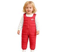 Tuta Termica Invernale Imbottita per Bambine con Cavallo Regolabile Pantaloni Isolanti Neonati e Piccoli per attività All'Aperto (Red, 2-3 Years)