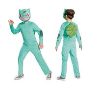 Tuta travestimento Pokémon Bulbasaur per bambini, costume ufficiale Pokémon con licenza, guscio morbido sulla schiena, include maschera di Bulbasaur, taglie 4-6, 7-8 e 10-12 anni