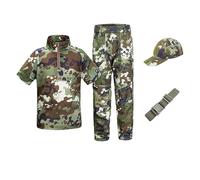Tuta Uniforme Mimetica per Bambini Tuta a Maniche Corte Tuta da Campeggio all'aperto Uniforme da Combattimento Militare Camicia a Maniche Lunghe Tattica Pantaloni Campo Estivo 110-190 (Navy D,130)