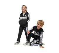 adidas Unisex - Bambini SEASONAL ESSENTIALS TIBERIO 3 STRIPES FLEECE TRACKSUIT, black/white/grey two, 4-5 Years