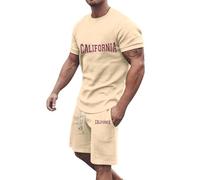 Tuta Uomo Completa Estiva Completo Cotone Leggero Tute Due Pezzi Set Maglietta E Pantaloncini Offerta Complete Fitness Sportiva Curvy Elegante Completa Ginnastica Completino Palestra Jogging Training