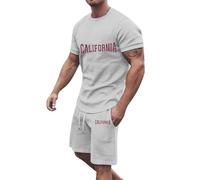 Tuta Uomo Completa Estiva Completo Cotone Leggero Tute Due Pezzi Set Maglietta E Pantaloncini Offerta Complete Fitness Sportiva Curvy Elegante Completa Ginnastica Completino Palestra Jogging Training