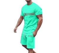 Tuta Uomo Completa Estiva Completo Cotone Leggero Tute Due Pezzi Set Maglietta E Pantaloncini Offerta Complete Fitness Sportiva Curvy Elegante Completa Ginnastica Completino Palestra Jogging Training