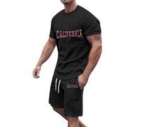 Tuta Uomo Completa Estiva Completo Cotone Leggero Tute Due Pezzi Set Maglietta E Pantaloncini Offerta Complete Fitness Sportiva Curvy Elegante Completa Ginnastica Completino Palestra Jogging Training