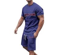 Tuta Uomo Completa Estiva Completo Cotone Leggero Tute Due Pezzi Set Maglietta E Pantaloncini Offerta Complete Fitness Sportiva Curvy Elegante Completa Ginnastica Completino Palestra Jogging Training
