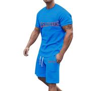 Tuta Uomo Completa Estiva Completo Cotone Leggero Tute Due Pezzi Set Maglietta E Pantaloncini Offerta Complete Fitness Sportiva Curvy Elegante Completa Ginnastica Completino Palestra Jogging Training