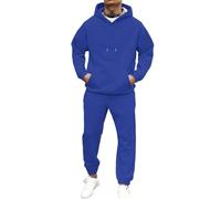 Tuta Uomo Completa, Felpa Uomo con Cappuccio Oversize Elegante Yoga 2 Pezzi Completa Curvy Casual Hoodie Elasticizzati Casa Ginnastica Leggero Jogging Completo Invernale Carnevale Set 2#Blu L