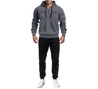 Tuta Uomo Completa Invernale Sportiva Tuta da Ginnastica 2 Pezzi Felpa con Cappuccio e Pantaloni Tasche Casa Tute Complete Invernali Felpata Y2k Completi Sportivi Traspirante Homewear Autunno Inverno