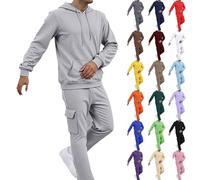 Tuta Uomo Completa Sportiva Invernale Tuta da Ginnastica 2 Pezzi Felpa con Cappuccio e Pantaloni Tasche Hip Hop Tute Complete Invernali Fitness Completo Palestra Taglie Forti Homewear Autunno Inverno