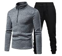 Tuta Uomo Cotone Leggera Casual Completo Palestra Offerta Invernale Felpa Senza Cappuccio Con Zip E Pantaloni Tuta Due Pezzi Comode Curvy Tute Ginnastica Sport Jogging Running Activewear