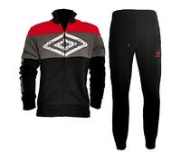 tuta uomo full zip in felpa tracksuit UMBRO art. 00507 (nero/grigio, M)