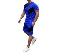 Tuta Uomo Maniche Corte - Estivo Traspirante in Due Pezzi Stampato Tracksuit Maglietta Corta con Shorts Tinta Unita Moda Casual Abbigliamento Casual Quotidiano