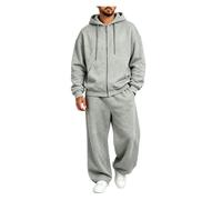 Tuta Uomo Pile Zip Cappuccio 2 Pezzi Gamba Larga Comoda Casual | Design zip completo fodro pile con taglio gamba larga, questa tuta cappuccio 2 pezzi porta vibe calda disinvolta per quotidia