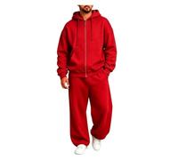 Tuta Uomo Pile Zip Cappuccio 2 Pezzi Gamba Larga Comoda Casual | Design zip completo fodro pile con taglio gamba larga, questa tuta cappuccio 2 pezzi porta vibe calda disinvolta per quotidia