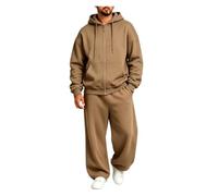 Tuta Uomo Pile Zip Cappuccio 2 Pezzi Gamba Larga Comoda Casual | Design zip completo fodro pile con taglio gamba larga, questa tuta cappuccio 2 pezzi porta vibe calda disinvolta per quotidia