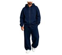 Tuta Uomo Pile Zip Cappuccio 2 Pezzi Gamba Larga Comoda Casual | Design zip completo fodro pile con taglio gamba larga, questa tuta cappuccio 2 pezzi porta vibe calda disinvolta per quotidia