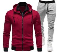 Tuta Uomo Sportive con Zip e Cappuccio Autunno E Inverno Completo Due Pezzi Giacche e Pantaloni Calcio Suit Tute Ginnastica Sweatshirt Maniche Lunghe Sportiva Completi da Uomo Fitness Slim Fit