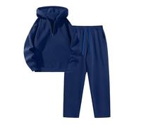 Tuta Uomo Tinte Unite, Tute Sportive Uomo Sportiva, Felpe con Cappuccio Cerniera a Mezza Lunghezza E Pantaloni ; Moda Completo - Set Sportivo Classic Marina 3XL