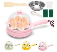 Tutamaz Casseruola elettrica da 220 V, mini casseruola, padella multiuso antiaderente per pancake fritti, forma a uovo al vapore per frittata, hamburger, carne, pancake, rosa
