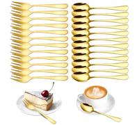 Tutamaz Set Oro 24 Pezzi Cucchiaini da Caffè e Forchettine da Dolce - Posate Piccole Eleganti in Acciaio Inox per Matrimonio, Compleanno, Natale - Resistenti e Lavabili in Lavastoviglie