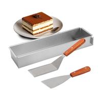 Tutamaz Teglia rettangolare per tiramisù, rettangolare, regolabile, in lega di alluminio, rettangolare, per la preparazione di torte, toast, pane, torte a strati, per feste di compleanno