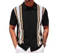 TuTaTiMANG Polo da Uomo in Maglia A Righe A Maniche Corte con Revers Abbottonato, Top Casual da Lavoro, Perfetta per Le Vacanze E L'Ufficio