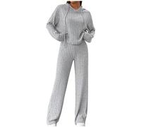 Tute Collo Alto Sportive in Maglia Autunnali e Invernali da Donna Set di Abbigliamento da Casa Set di Abbigliamento da Casa Accogliente Tute Lunghe Casual Pantaloni Casual Pigiama Yoga 2024 Offerte