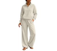 Tute Da Donna Completa Due Pezzi Felpa Manica Lunga E Pantaloni Lunghi | Completi in Pile Comodo Elastico Set Felpata da Casa Tinta Unita Oversize Tracksuit da Ginnastica e Fitness Morbido Leggero