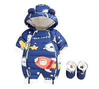 Tute da Neve Neonato Tuta con Pelliccia Cappuccio, Addensare Caldo Pigiama Flanella in Pile per Bambino e Body a Maniche Lunghe Cerniera Unisex Kids