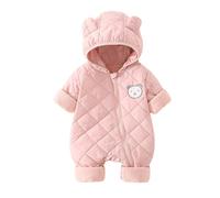 Tute da Neve Neonato Tuta con Pelliccia Cappuccio, Addensare Caldo Pigiama Flanella Invernale per Bambine e Bambini Body a Maniche Lunghe Cerniera Unisex Kids