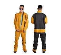 Tute da saldatura, Tuta protettiva antispruzzo a maniche lunghe in pelle bovina for lavori di saldatura e arco argon(3XL)