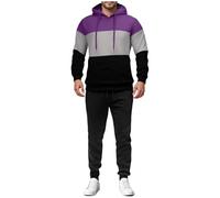 Tute da uomo da jogging per uomo casual atletico 2 pezzi felpe abbinate pantaloni della tuta set per interni ed esterni regali di Natale, Viola, 3XL