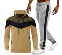 Tute da uomo Set 2 pezzi Felpe con cappuccio e tuta da jogging Tuta da uomo Casual a maniche lunghe Tuta sportiva di corrispondenza dei colori Set Activewear Moda Tute, AG., L