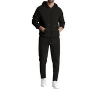 Tute da uomo Set completo Felpe con cappuccio Abiti da jogging Pantaloni da uomo Primavera E Autunno Tasca Cerniera Manica Lunga Giacca Pantaloni Tuta Sportiva Outdoor Tute Abbigliamento, Nero , L
