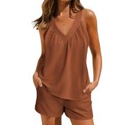 Tute Donna Complete Offerte Casual Completi Sportivi Donna Due Pezzi Estiva Set Di Pantaloncini Da Donna Estivi Completi 2 Pezzi Curvy Con Tasche Completi Tuta Abbigliamento Per La Casa