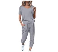 Tute Donna Complete Offerte Estive Casual Tute Da Ginnastica Da Donna Estiva Jogger Tuta Set Felpa & Pantaloni Della Tuta Comodo Taglie Forti Per Casual Jogging Fitness Yoga Casa Pigiama Set