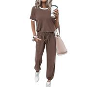 Tute Donna Complete Offerte Estive Casual Tute Da Ginnastica Da Donna Estiva Jogger Tuta Set Felpa & Pantaloni Della Tuta Comodo Taglie Forti Per Casual Jogging Fitness Yoga Casa Pigiama Set