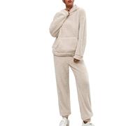 Tute Donna Da Casa Invernale Curvy Comode Tuta In Ciniglia Calda Casual Felpa Pile Con Cappuccio E Pantaloni Set Coordinati Tuta Due Pezzi Morbida Completo In Pile Loungewear Tute Calde Per Casa