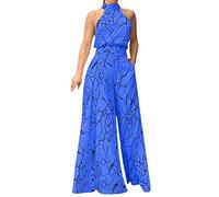 Tute Donna Eleganti Da Cerimonia Jumpsuit Tutina Lunghe a Gamba Larga Pantaloni Abito Lungo Elegante Senza Maniche Jumpsuit Estivo Tasche Capestro Per Matrimonio, Damigella D'onore, Feste, Pantaloni