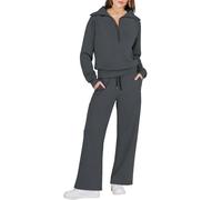 Tute Donna Sportive Invernale Casual Complete Da Casa Leggera Comode Felpa Senza Cappuccio Con Mezza Zip E Pantaloni Set Coordinato Sportivo Firmate Elegante Completi 2 Pezzi Ginnastica Yoga Workout