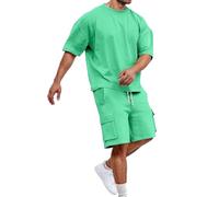 Tute Estive Uomo Cotone Eleganti Pezzi Completi Sportivi Leggero Completino Due Comodi Traspirante Joggers Tee Casual Tuta Ginnastica Canotta Sportiva Spiaggia Fashion Streetwear Style