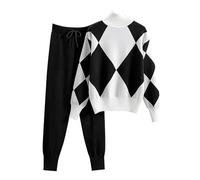 Tute In Maglia Donna Invernale Maglia E Pantaloni a Gamba Larga Tuta Due Pezzi Curvy Comode Tuta Da Casa Elegante Casual Completo 2 Pezzi Loungewear Complete Firmate Sportiva Tute Anziana Leggera